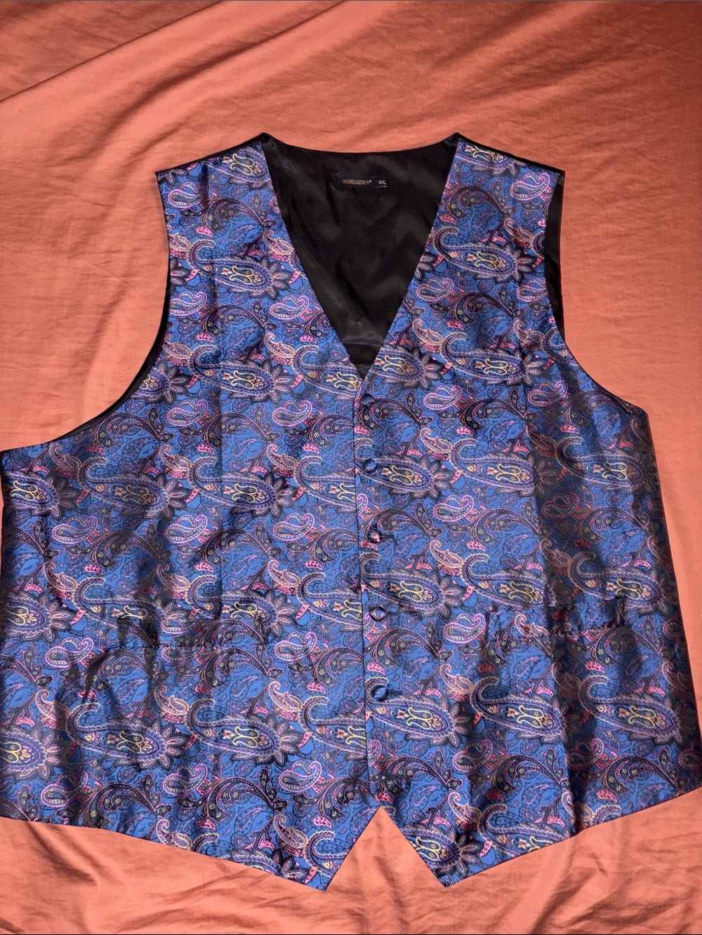 Men's Paisley Formal Vest in Blue — Classic Evening Waistcoat